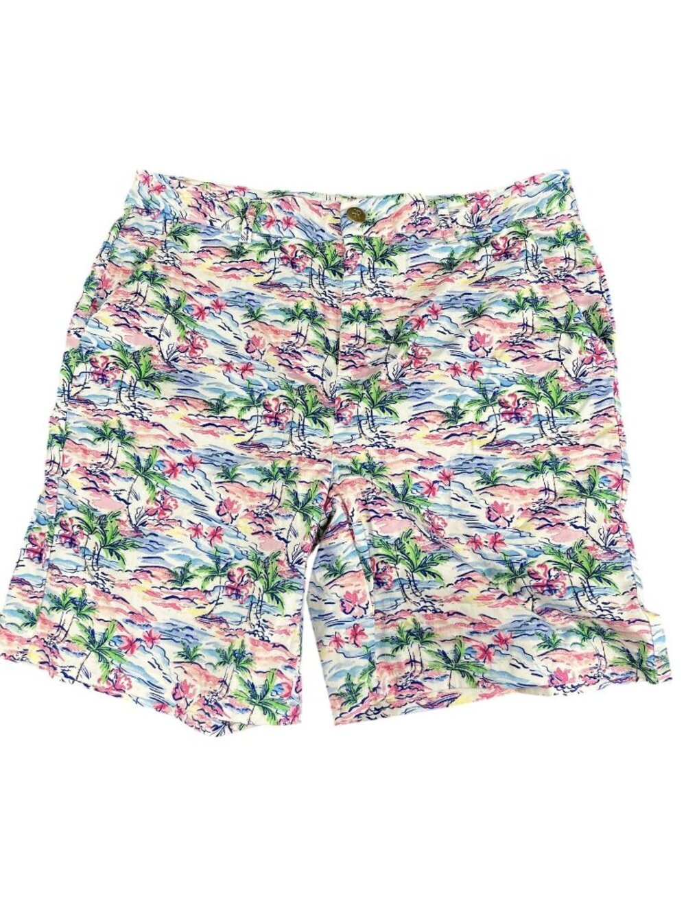 Stoth Parker Womens Coastal Tropical Palm Floral Print Shorts Size 10